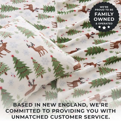 Queen Deer Trees and Snow Velvet Plush Fleece Sheet Set