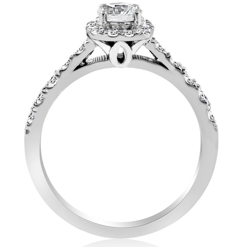 Pompeii3 1ct Cushion Halo Diamond Engagement Ring 14K White Gold, 2 of 6