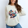 Turkey Patchwork Print - Women's Garment Dyed Long Sleeve Graphic T-Shirt - 3 of 4