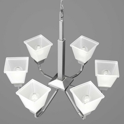 Clifton Heights Brushed Nickel 6-Light Chandelier with Etched Glass Shades