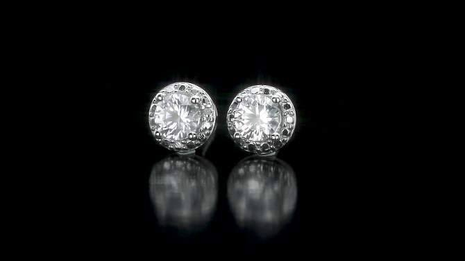 1.28 CT. T.W. Created White Sapphire Halo Stud Earrings in Sterling Silver, 2 of 4, play video