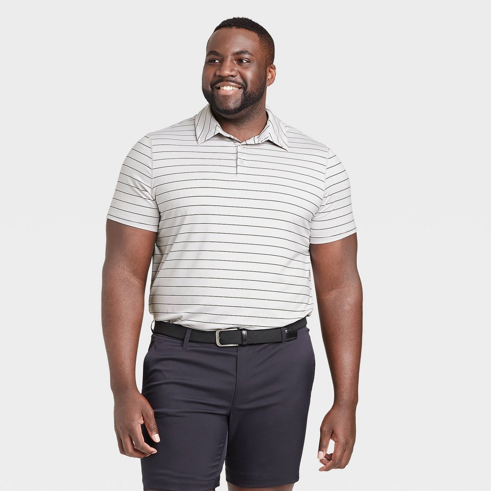 Men's Striped Golf Polo Shirt - All in Motion Silver S was $24.0 now $12.0 (50.0% off)