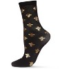 Memoi Women's Gold Foil Beautiful Bee Sheer Fashion Crew Sock - 3 of 4