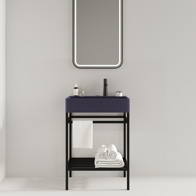 NicBex Bathroom Vanity with Basin,Bathroom Sink Vanity with Open Metal Leg and Shelves,24 inch Bathroom Sink Cabinet for Bathroom