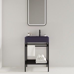 NicBex Bathroom Vanity with Basin,Bathroom Sink Vanity with Open Metal Leg and Shelves,24 inch Bathroom Sink Cabinet for Bathroom - 1 of 4
