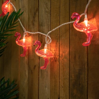 Northlight Pink Flamingo Indoor Outdoor Patio Light Set - 7.25' White Wire - 10ct