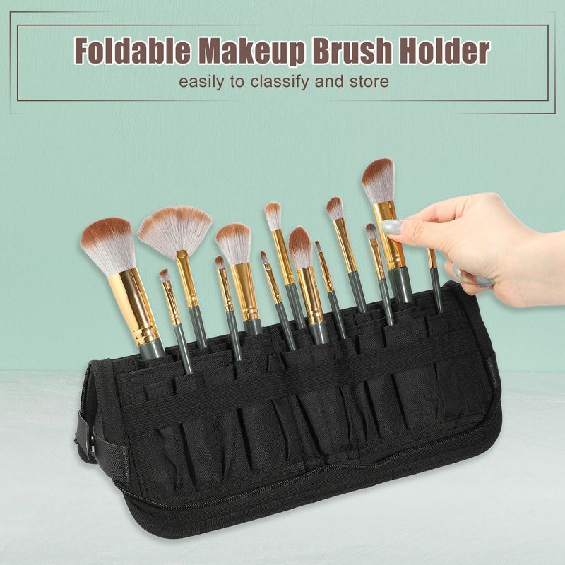 Unique Bargains Foldable Stand-up 23 Pockets Makeup Brush Organizer, 2 of 7