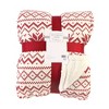 Hudson Home Collection Home Mink Blanket with Faux Shearling Back, Red Fair Isle Faux Shearling - 2 of 2