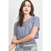 Slickblue Women's Crinkle Gauze Top, Short Sleeves, Smocked Waist & Cropped Fit, Denim Ivory, S - 2 of 4