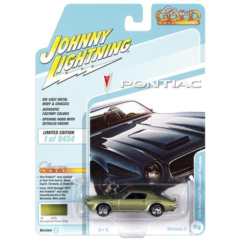 1/64 1972 Pontiac Firebird Formula Springfield Green Johnny Lightning JLCG026A-2, 1 of 2