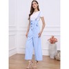Allegra K Women's High Waist Wide Leg Belted Button Long Overalls Jumpsuit - 2 of 4