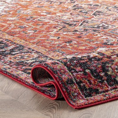 Patrice Red and Orange Synthetic Reversible Area Rug
