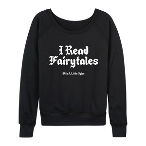 Women's - Instant Message - Read Spice Fairytales Lightweight French Terry Wide Neck Long Sleeve Graphic Shirt - 1 of 4
