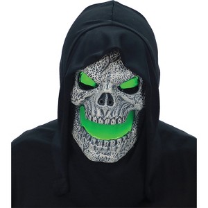 Seasonal Visions Adult Flaming Green Hooded Skull Costume Mask -  - Green - 1 of 1
