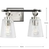 Progress Lighting Cassell 2-Light Vanity Fixture, Brushed Nickel/Matte Black, Clear Glass Shades - 3 of 4