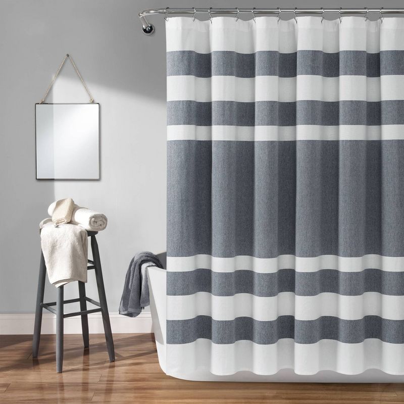 Cape Cod Stripe Yarn Dyed Cotton Shower Curtain - Lush Décor, 1 of 9