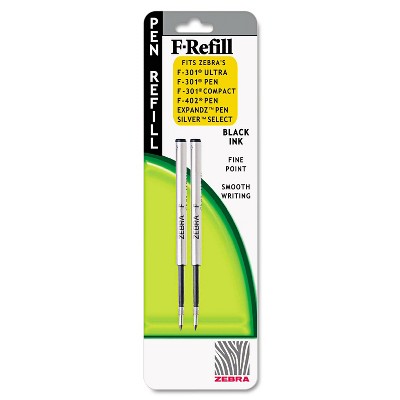 Zebra Refill for F301 F301 Ultra F402 301A Spiral Ballpoint Fine Black 2/Pack 85512