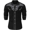 Men's Western Cowboy Shirts Casual Embroidered Long Sleeve Button Down Shirt - 2 of 4