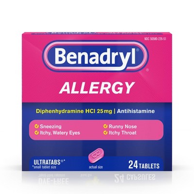Benadryl Ultratabs Allergy Relief Tablets - Diphenhydramine HCl - 24ct
