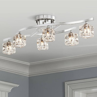 Chrome and Crystal LED Semi-Flush Mount Ceiling Light