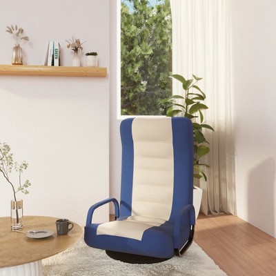 VidaXL Swivel Floor Chair Blue and Cream Fabric