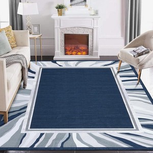 Washable Bordered Area Rug, Low-Pile Non-Slip Indoor Carpet, Durable Non-Shedding Throw Rug for Living Room, Bedroom, Entryway, Playroom - 1 of 4