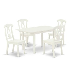 5-Piece Linen White Finish Solid Wood Top - Rectangular Dining Room Set  - Seats 4 - 1 of 4