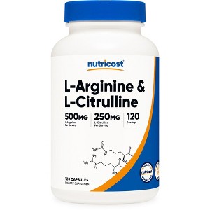 Nutricost L-Arginine L-Citrulline Complex 750mg, 120 Capsules - GMO Free - 120 Capsules - 1 of 4