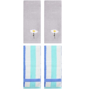 REGALWOVEN 4 Pcs Cotton Bathroom Soft Absorbent Cotton Hand Towels - 1 of 4