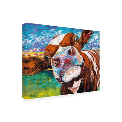 Trademark Fine Art -"Curious Cow I" Outdoor Canvas