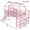 KTMBDW Full Size Loft Bed with House-Shaped Roof, Metal Full Loft Bed for Teen/Adult, Loft Beds with Safety Guard, Slide & Stairs - 4 of 4