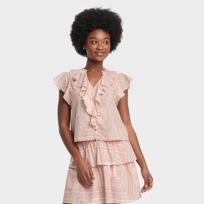 Women's Flutter Short Sleeve Blouse - Universal Thread™