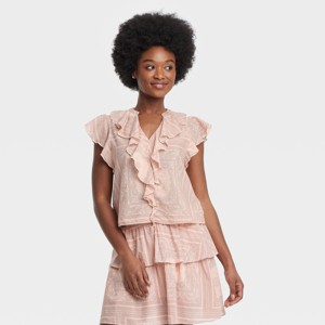 Women's Flutter Short Sleeve Blouse - Universal Thread™ - 1 of 3