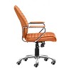 Low Back Office Chair 37.4-40.6" H, Terracota – Adjustable Height, Chrome Frame, Faux Leather Upholstery By Zuo Modern - 3 of 4