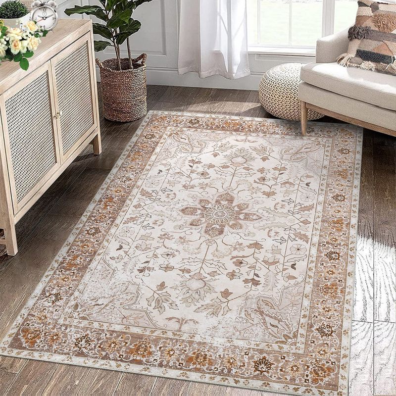 Washable Rug Traditional Oriental Rugs Soft Low Pile Carpet for Living Room Bedroom Dining, 3 of 9