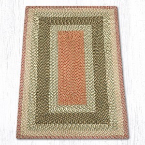 Earth Rugs Olive/ Burgundy/ Gray Oblong Braided Jute Rug – Rustic Farmhouse Handcrafted Accent Rug for Kitchen or Hallway - 1 of 1