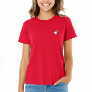 Dalix Ghost Embroidered Cotton Relaxed Fit Short Sleeve Crewneck Tee Shirt Women - 1 of 4