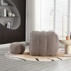 Chenille Bean Bag Chair with Footstool and Foam Filling, Soft Square Lazy Sofa with Armrests for Indoor Use-Baofuwish - 3 of 4
