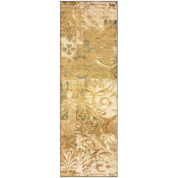 Modern Contemporary Traditional Cobblestone Patchwork Scroll Abstract Floral Blossoms Botanical High-Traffic Indoor Area Rug by Blue Nile Mills