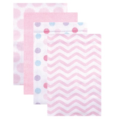 Luvable Friends Baby Girl Cotton Flannel Receiving Blankets, Pink Dots, One Size