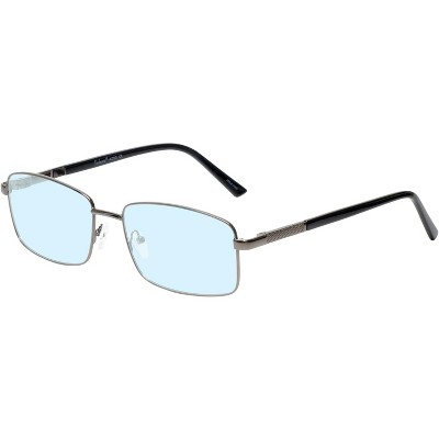 Enhance BIG&TALL 4053 Blue Light Designer Eyeglasses Shiny Gunmetal Silver 61 mm +0.25 Custom Lens Non-Refundable