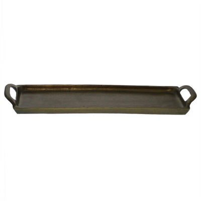 HomeRoots 21" Antiqued Bronze Cast Iron Vanity Tray With Handles