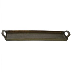 HomeRoots 21" Antiqued Bronze Cast Iron Vanity Tray With Handles - 1 of 4