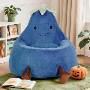 CAVINAS Eggplant-Shaped Bean Bag Accent Chair,Plush Sofa with Artificial Rabbit Fur,Cute Cartoon Stuffed Seating for Living Room,Bedroom - 1 of 4