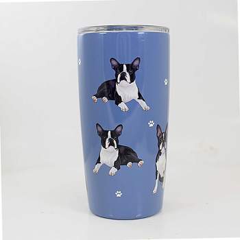 E & S Imports 7.0 Inch Boston Terrier Serengeti Tumbler Hot Or Cold Beverages Tumblers