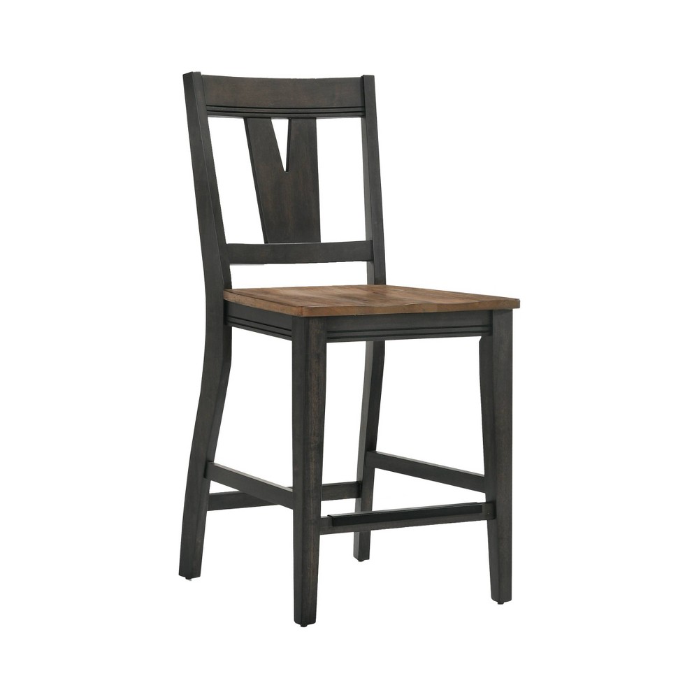 Set of 2 24" Harper Splat Back Counter Height Barstools Brushed Brown/Pecan - Intercon