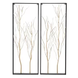 Metal Tree Branch Wall Decor with Black Frame Set of 2 Gold - Olivia & May