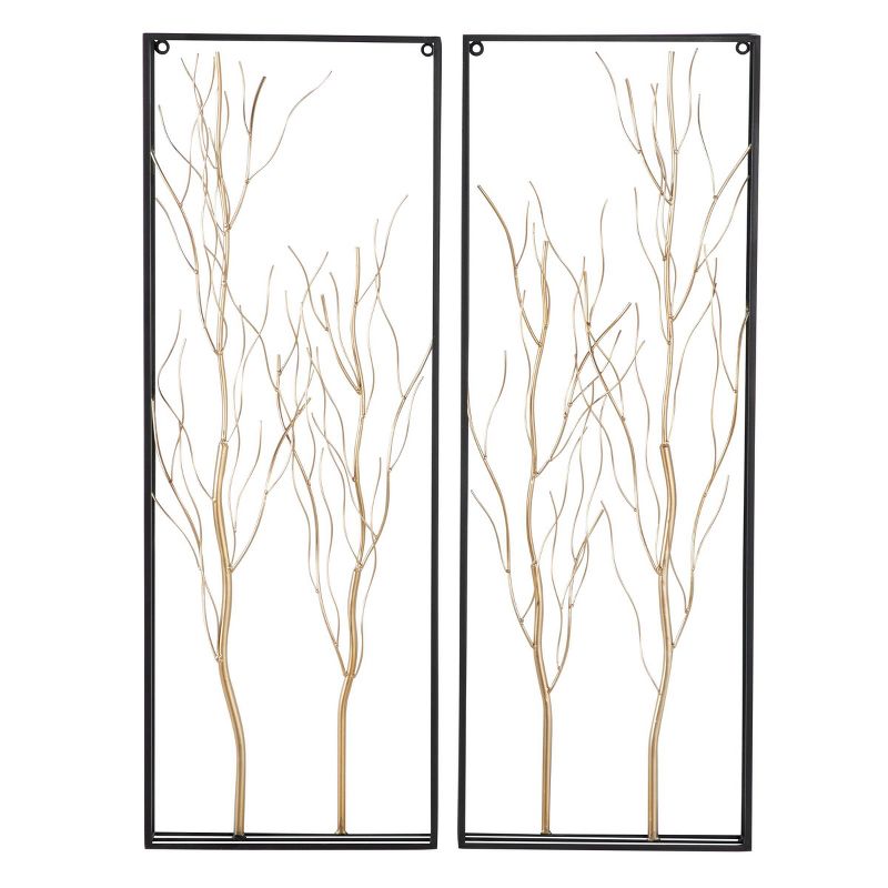 Metal Tree Branch Wall Decor with Black Frame Set of 2 Gold - Olivia &#38; May, 1 of 7