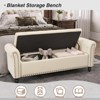 Storage Bed Bench, Faux Leather Upholstered Ottoman Foot Rest with Rolled Arms - 3 of 4