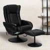 Emma and Oliver Massaging Multi-Position Plush Side Pocket Recliner/Ottoman in Black LeatherSoft - 2 of 4